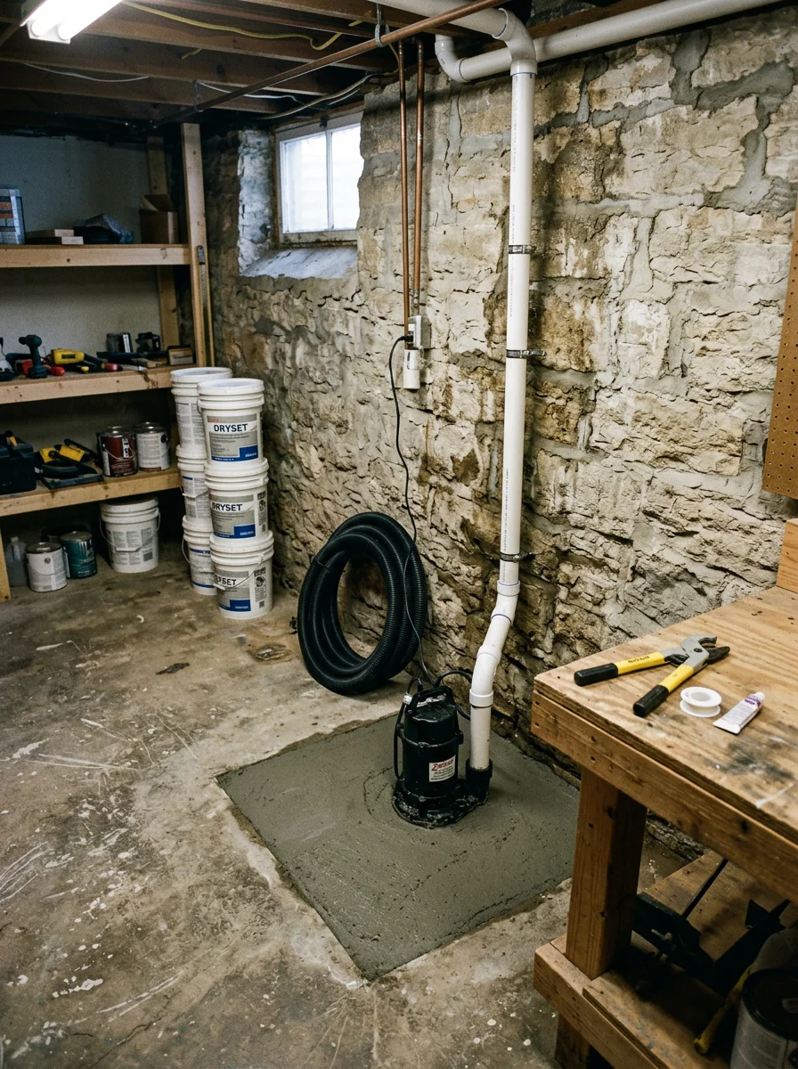 Sump pump installed in a Grain Valley, Missouri home basement