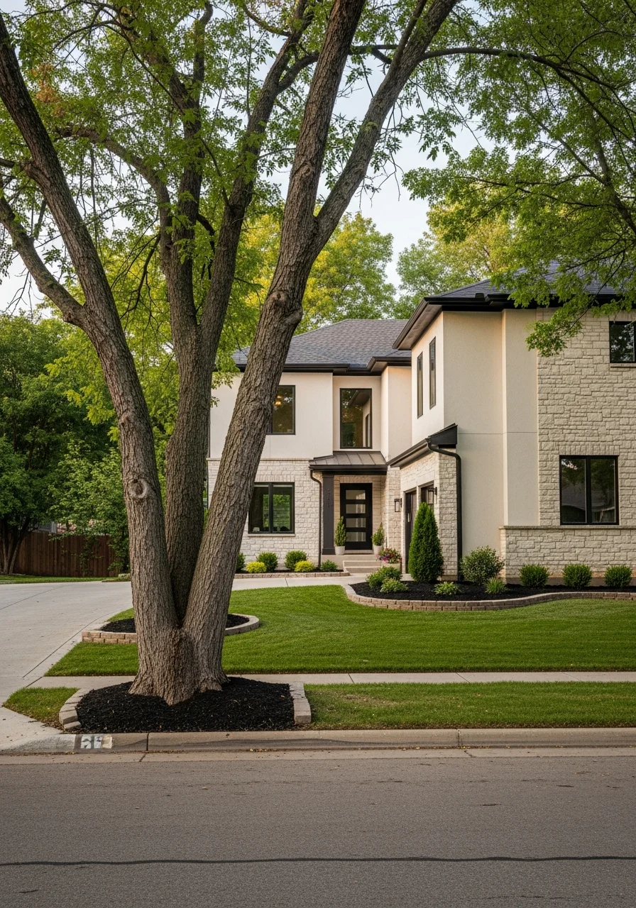 Olathe residential home with modern design and well-maintained exterior grounds.